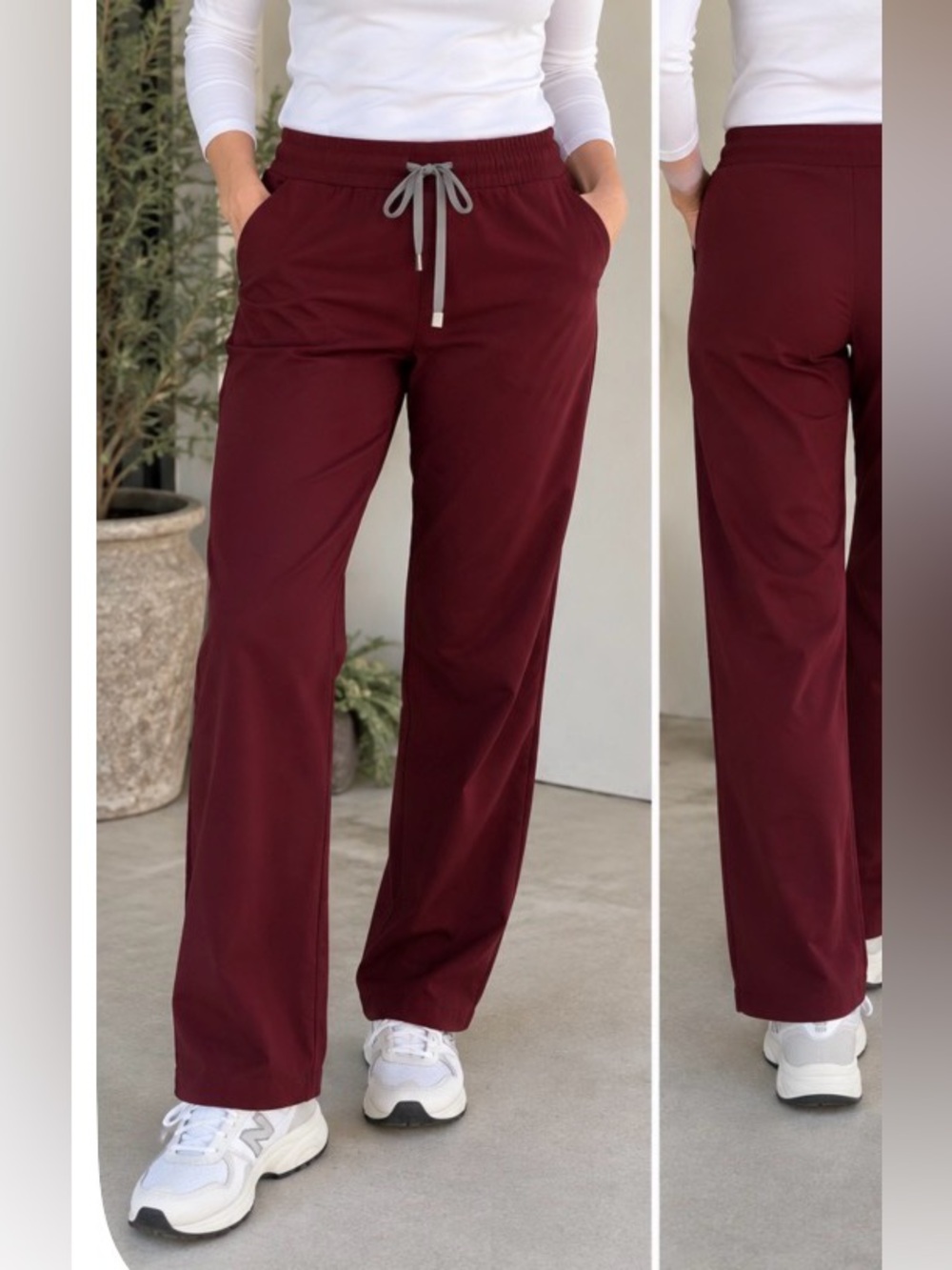 Figs scrub bottoms Burgundy maroon pants straight leg M petite MP
